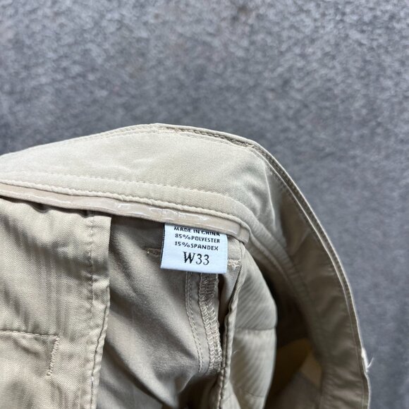 Footjoy Polo Shorts Men 33 Khaki Chino Flat Polyester Tan Beige Golf Performance - Picture 3 of 11